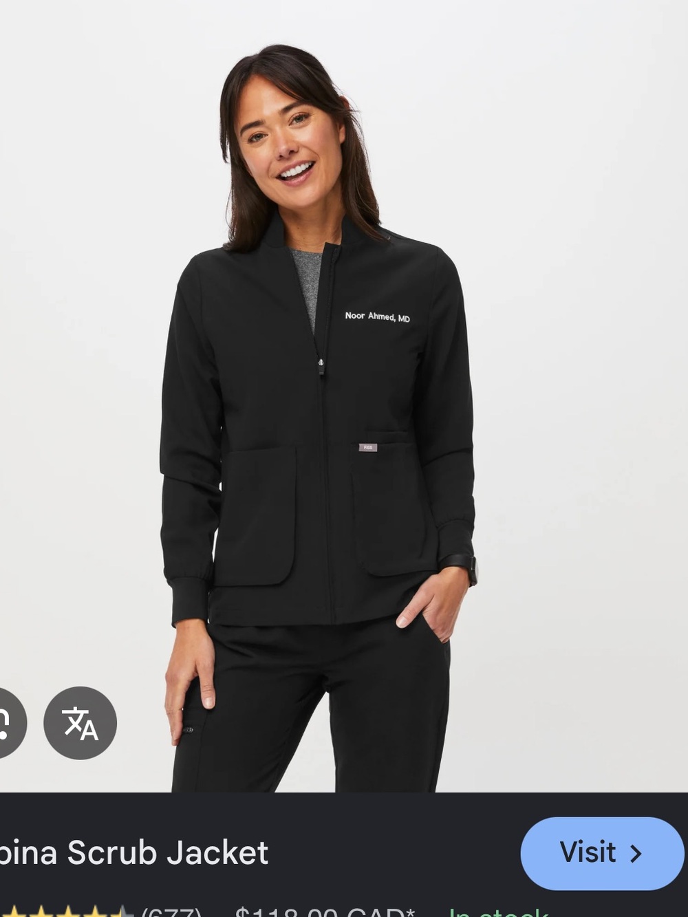 Figs Black Utility Jacket with Patch Pockets